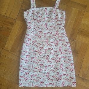 Ann Taylor Silk Floral Pink Fitted Sundress
